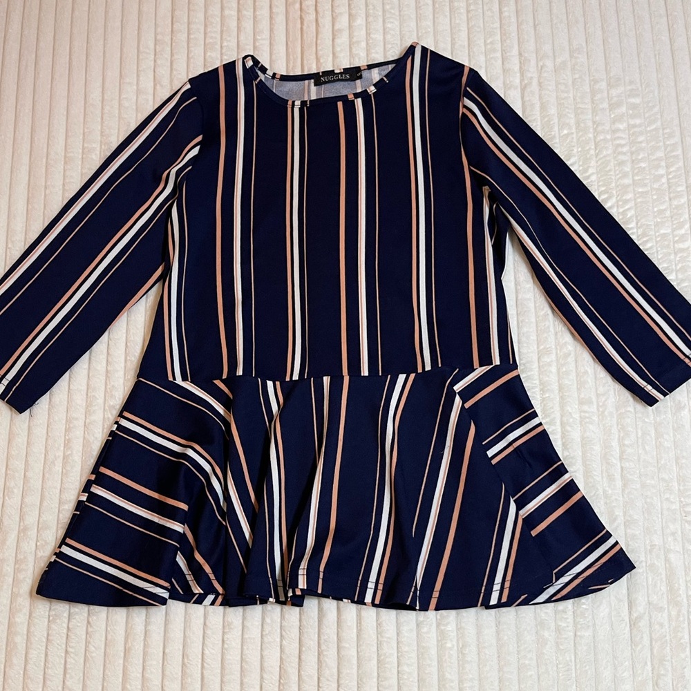 Nuggles | Navy Striped | Peplum Top